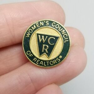 Vintage Women's Council of Realtors Green Enamel and Gold Tone Lapel Pin Brooch